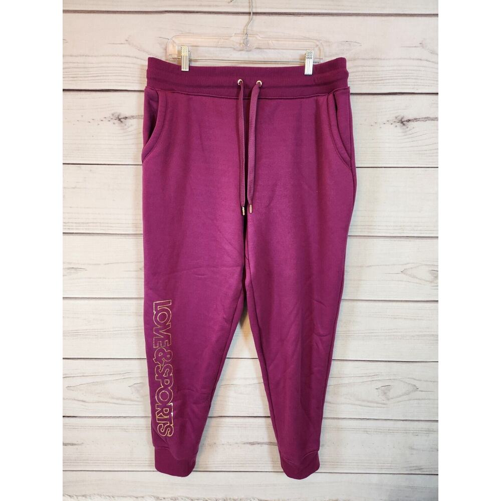 Love & Sports Women's Magenta Fleece‎ Jogger Active Pant Size XL